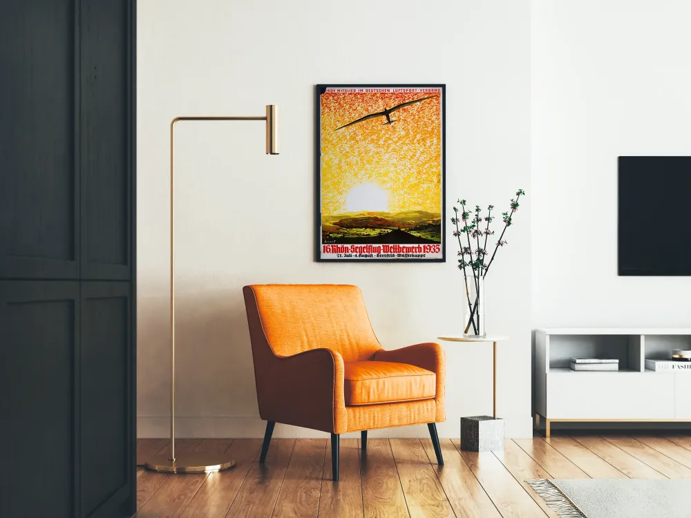 Plakat vintage z zawodów na szybowcu Rhön 1935