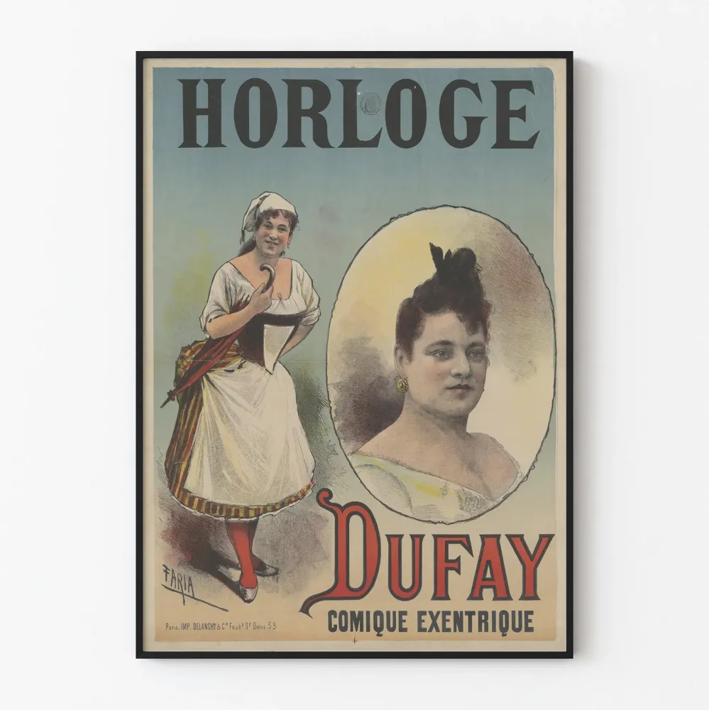Plakat vintage Zegar Dufay Komiczny Ekscentryczny