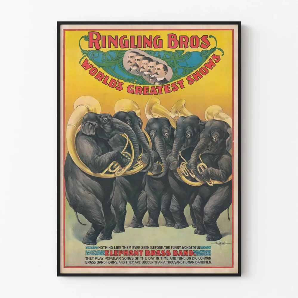 Plakat vintage Zespół Trąbki Słoniowej Ringling Bros