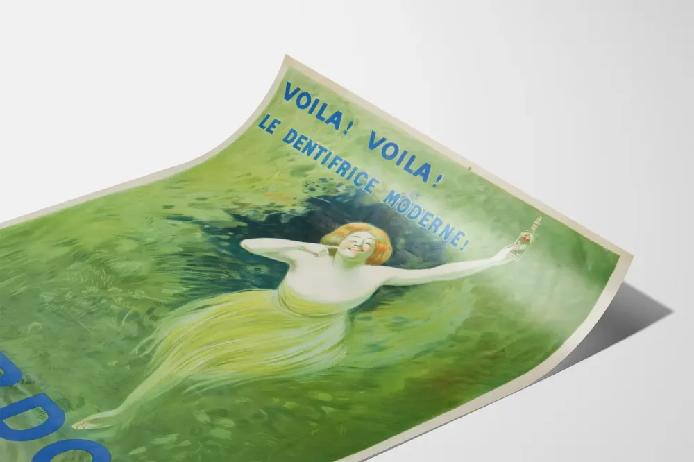 Plakat vintage z zielonym tlenowym pastą do zębów Verdol