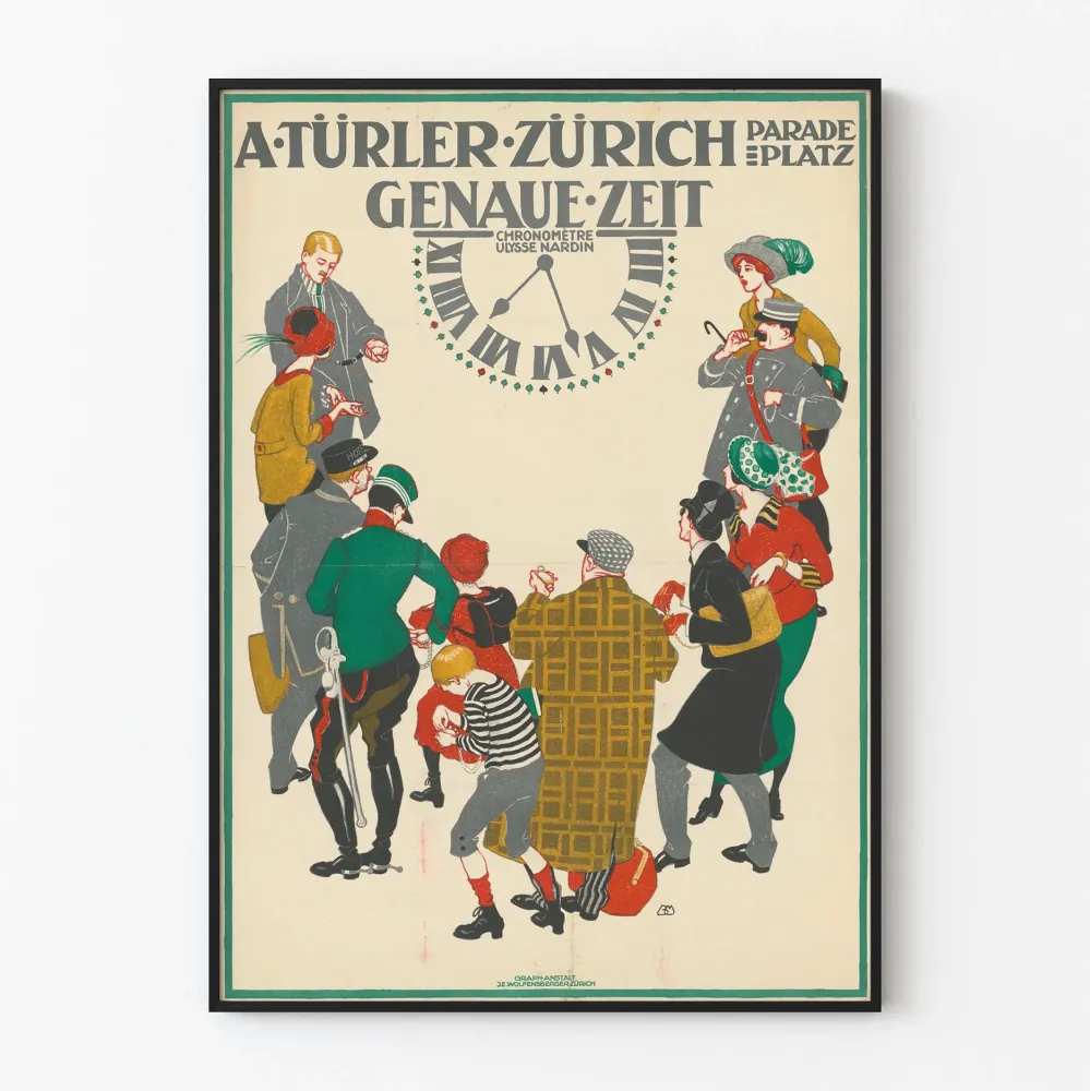 Plakat vintage Zurych . Türler Chronometr Ulysse Nardin