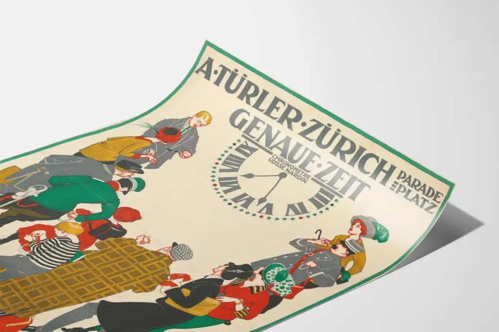 Plakat vintage Zurych . Türler Chronometr Ulysse Nardin