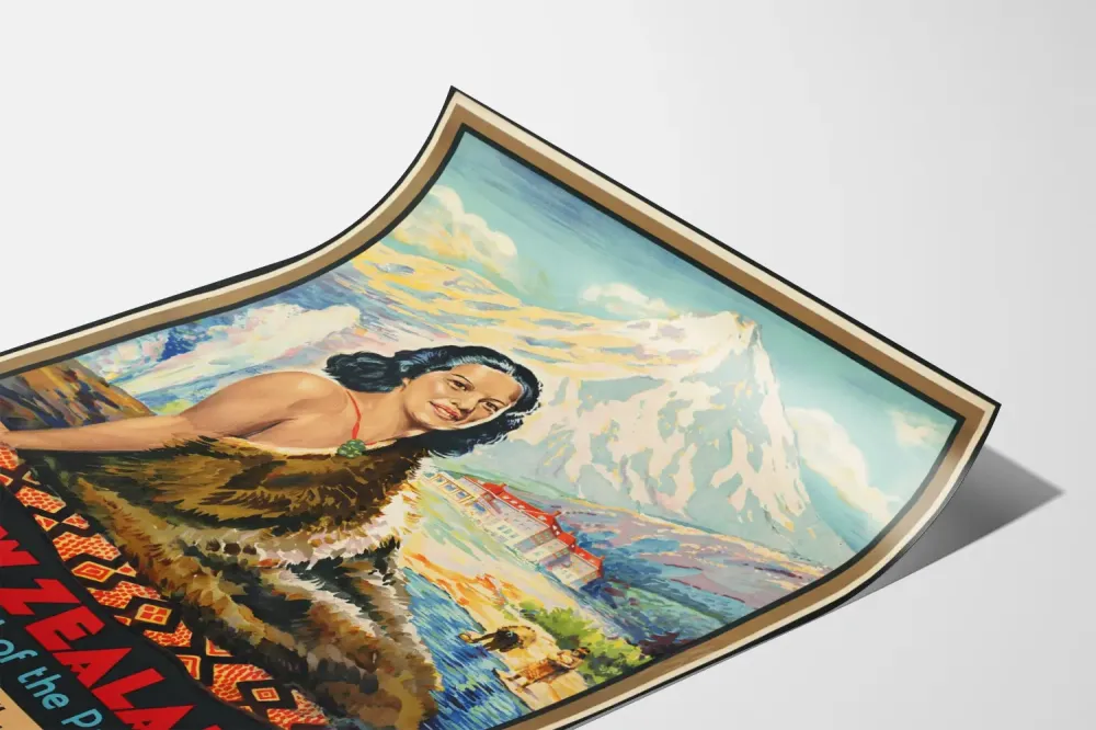 Plakat vintage Zwiedzaj Nową Zelandię, Kraina Czarów Pacyfiku