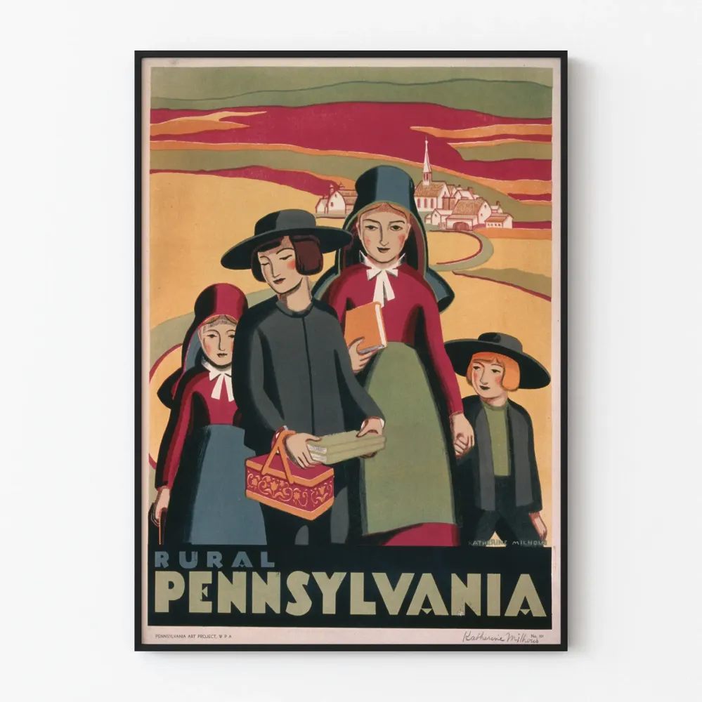 Plakat wiejski z Pensylwanii do dekoracji ścian