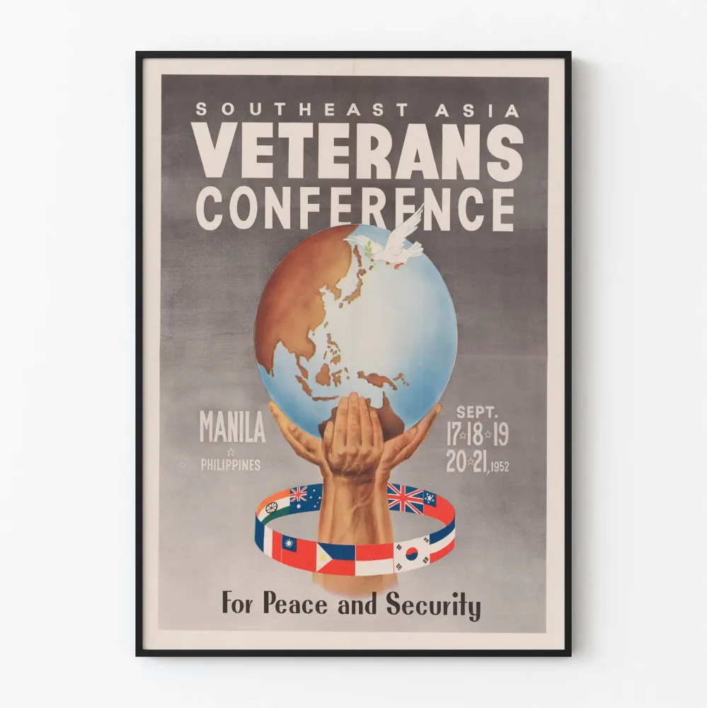 Plakat Wintage Konferencja Weteranów Walk na Południowym Wschodzie Azji 1952