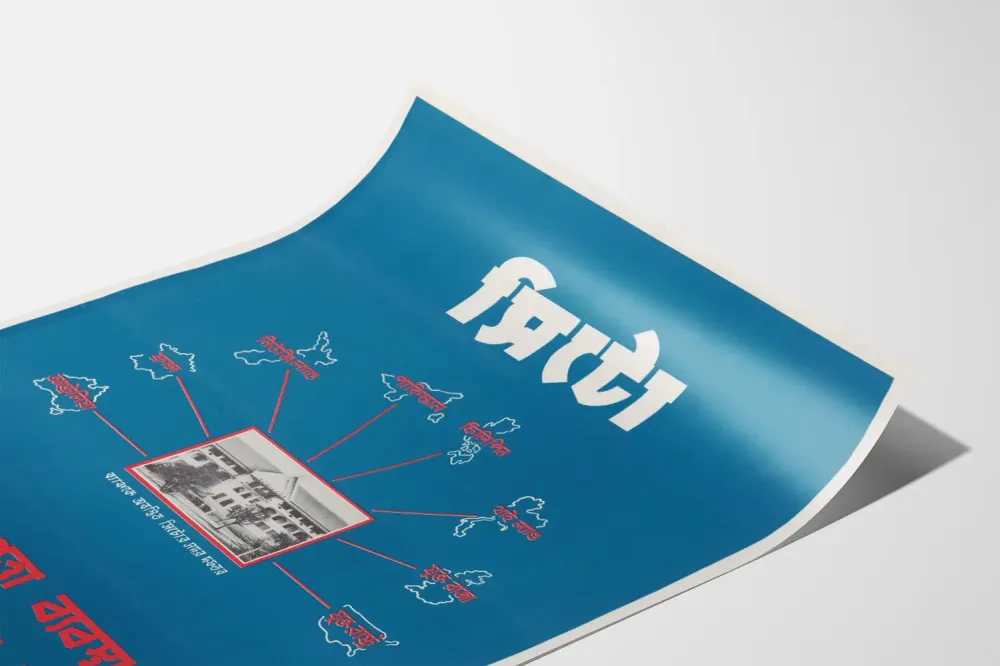 Plakat Wintage Mapa i Bezpieczeństwo Świata w języku bengalskim