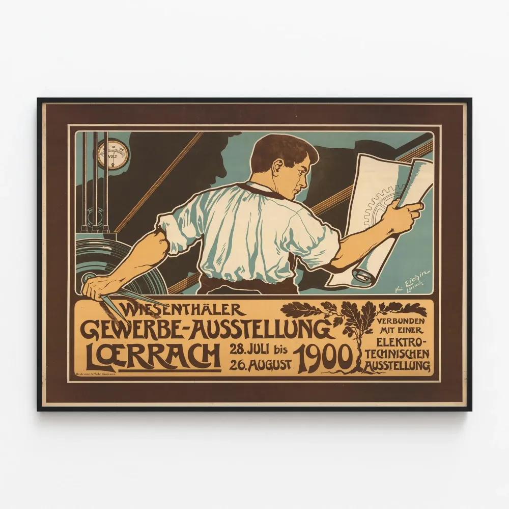 Plakat Wintage Wiesenthäler Gewerbe-Ausstellung Loerrach 1900