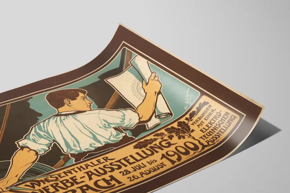 Plakat Wintage Wiesenthäler Gewerbe-Ausstellung Loerrach 1900