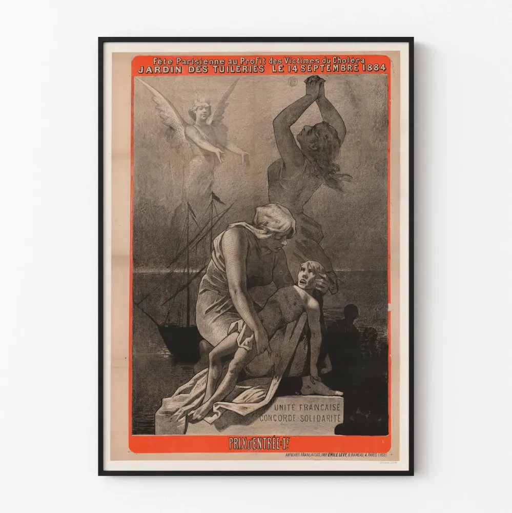 Plakat Wintage Święto Paryskie na Rzecz Ofiar Cholery 1884