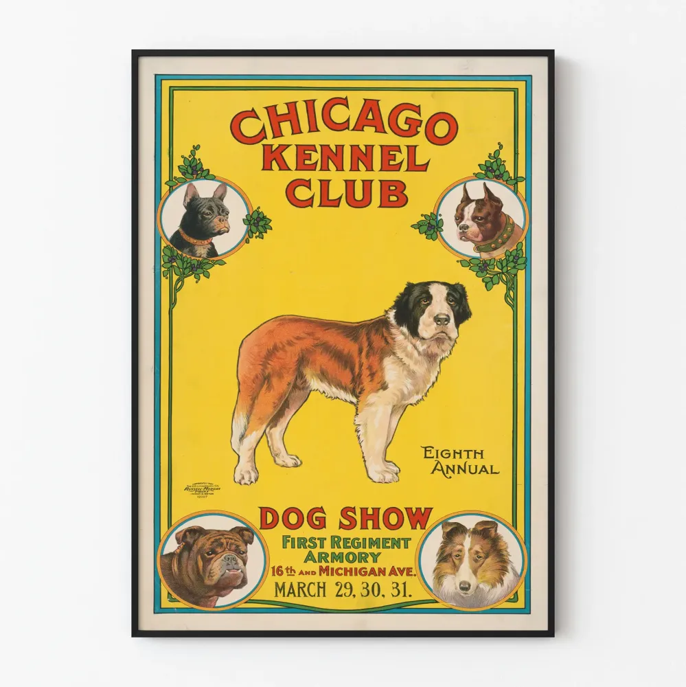 Plakat Wintage Wystawa Psów Klubu Kennel Chicago
