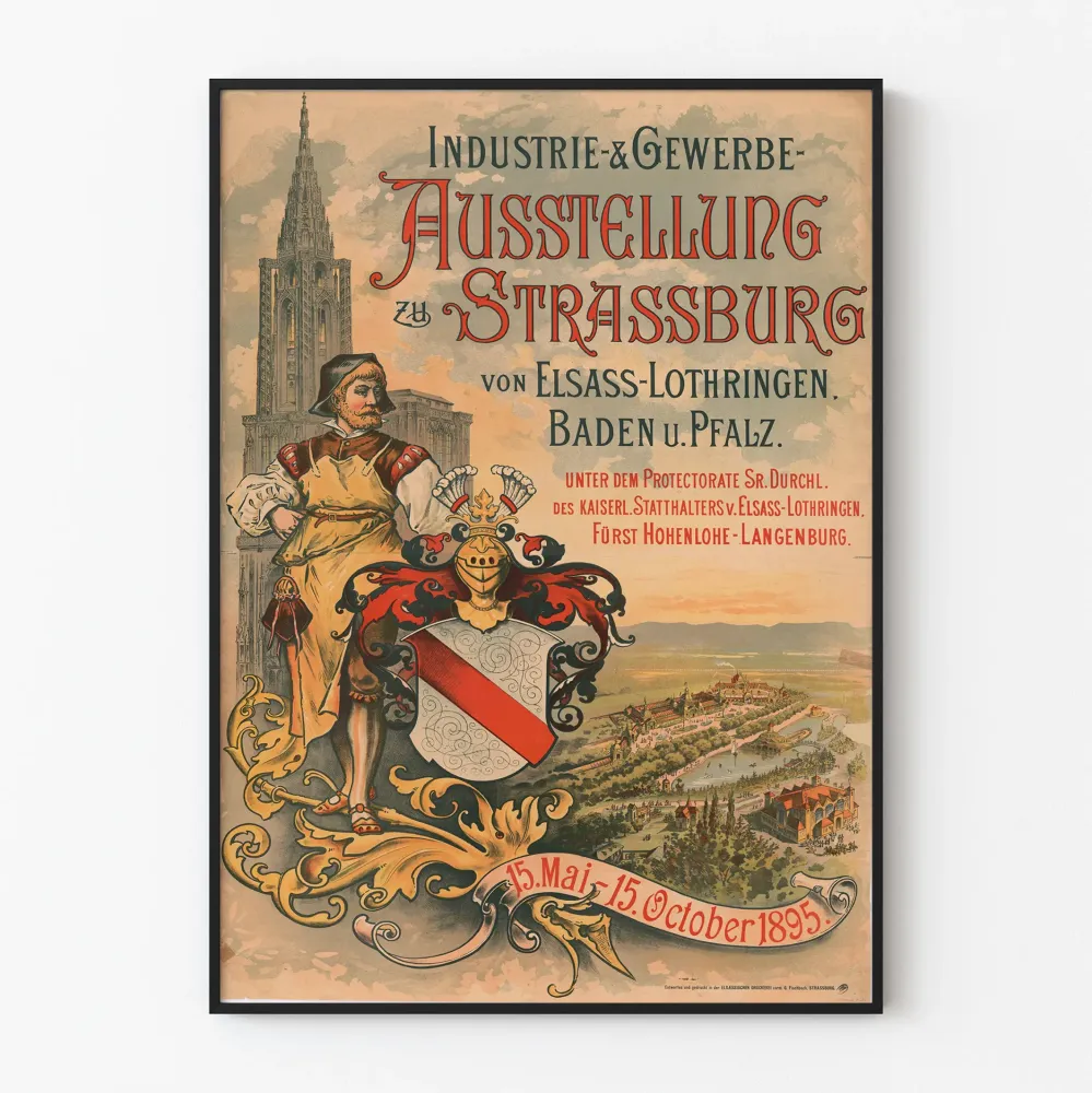 Plakat Wystawa Przemysł i Handel Strasbourg 1895
