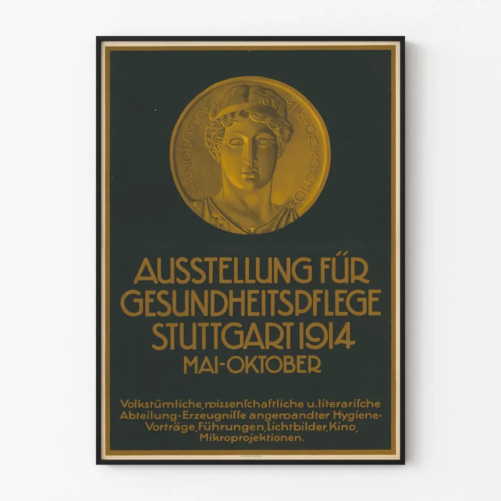 Plakat wystawowy z epoki o tematyce opieki zdrowotnej Stuttgart 1914
