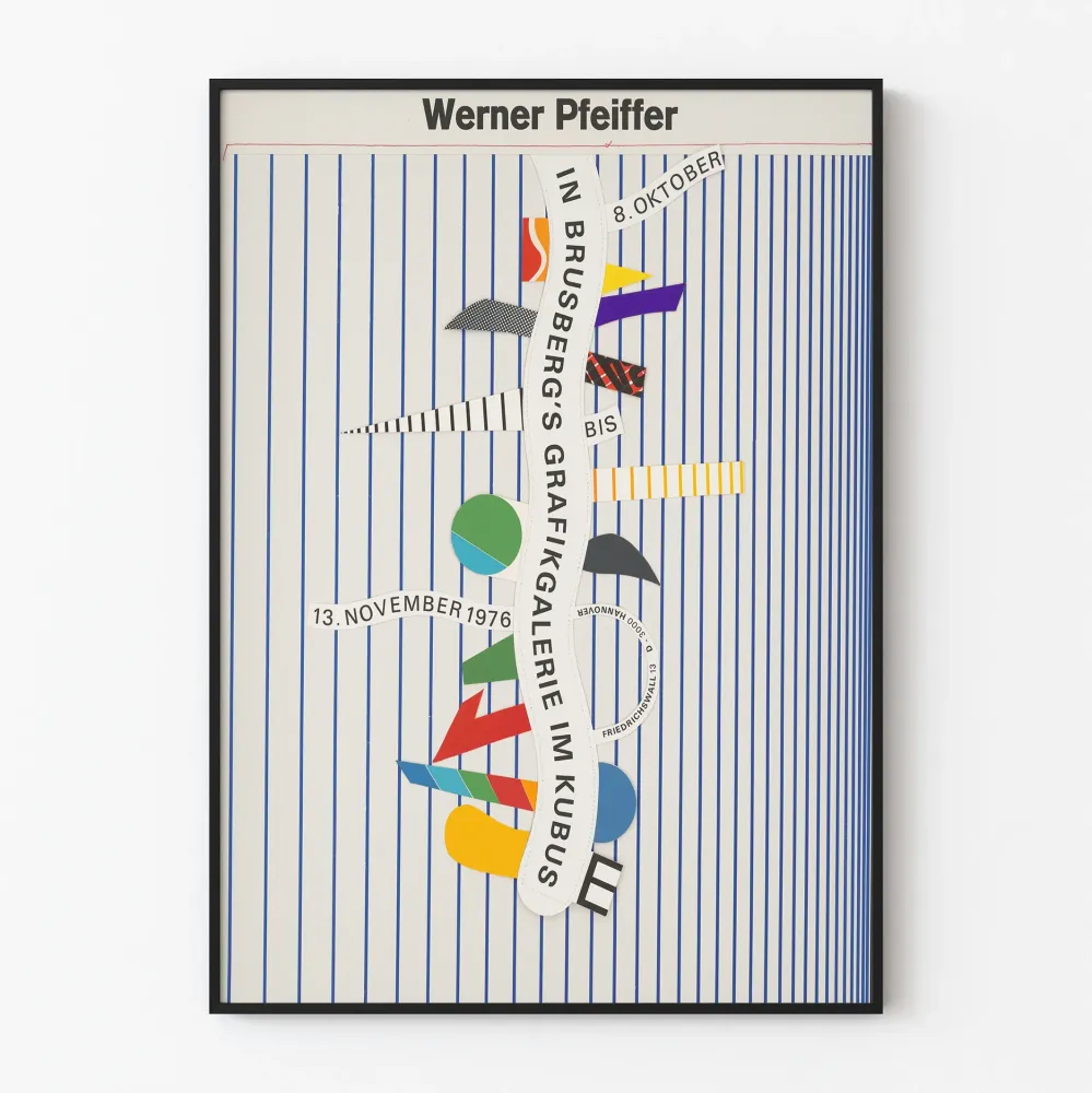 Plakat wystawowy z grafiką vintage Werner Pfeiffer 1976