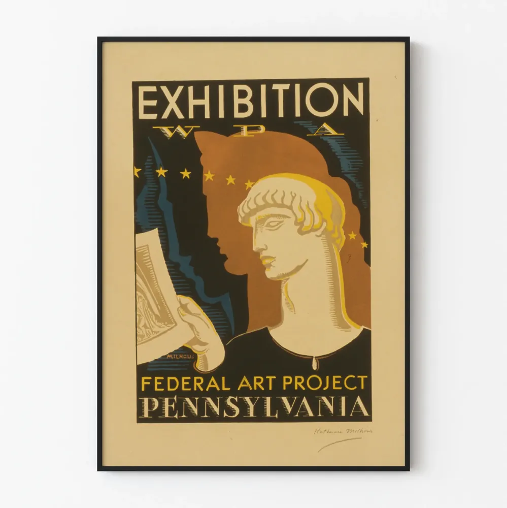 Plakat wystawowy WPA Federal Art Project Pennsylvania vintage