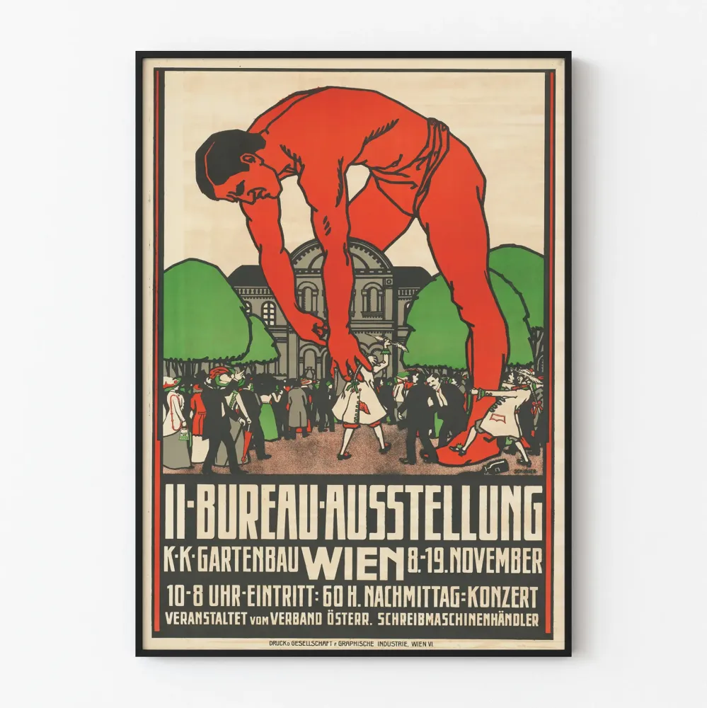Plakat z wystawy biurowej vintage w Wiedniu