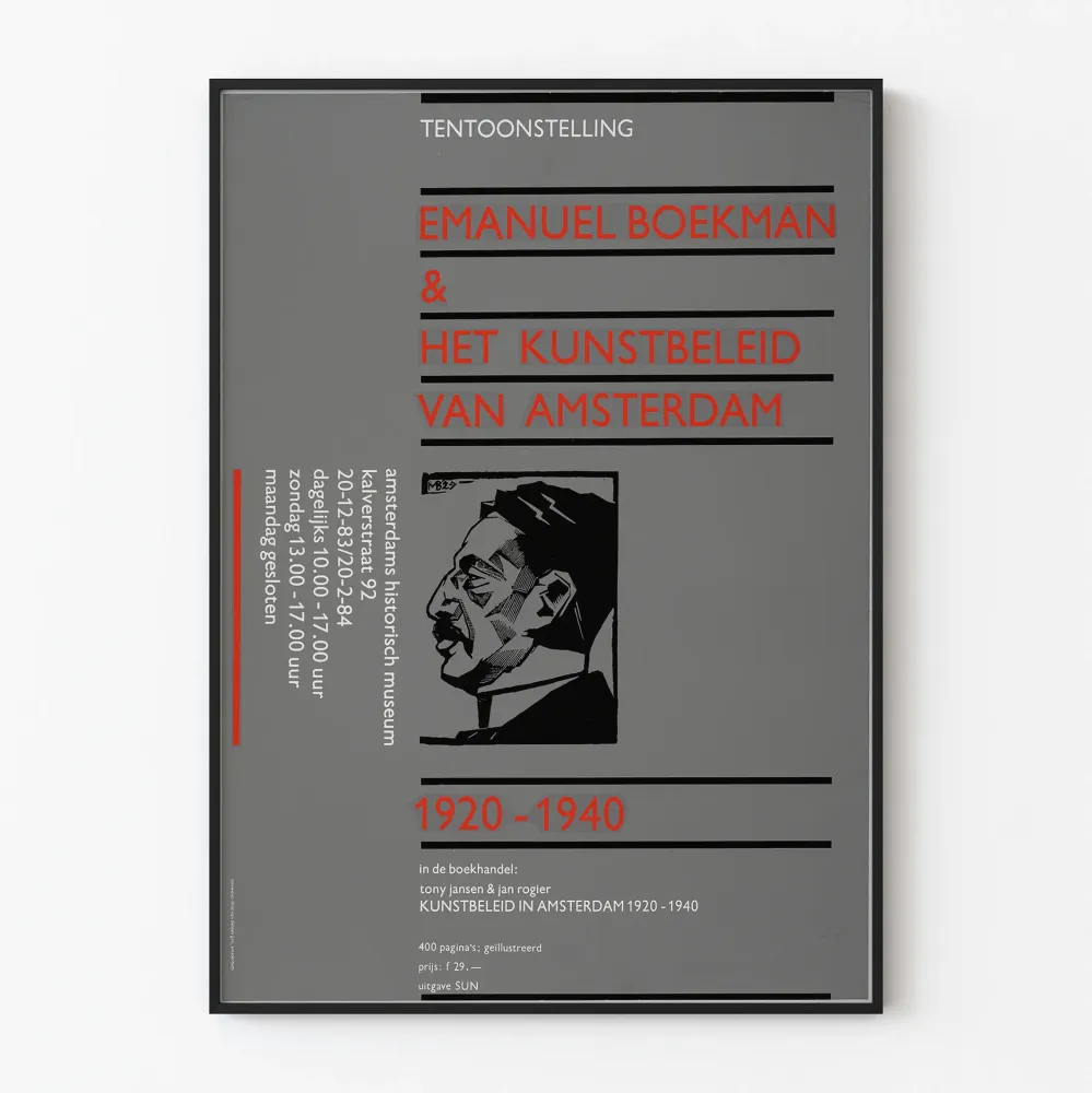 Plakat wystawy Emanuel Boekman i polityki artystycznej Amsterdamu 1920-1940