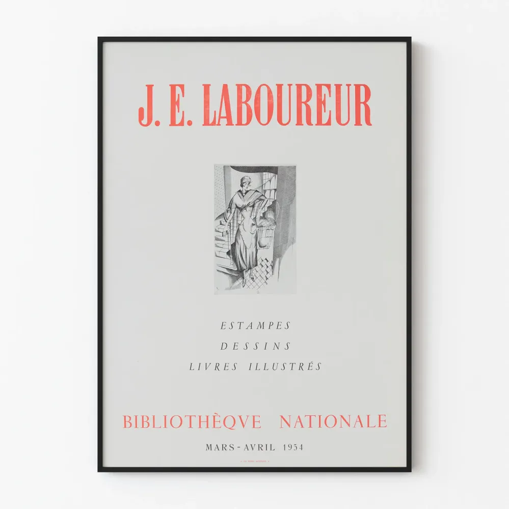Plakat wystawy J.E. Laboureur Biblioteka Narodowa 1954