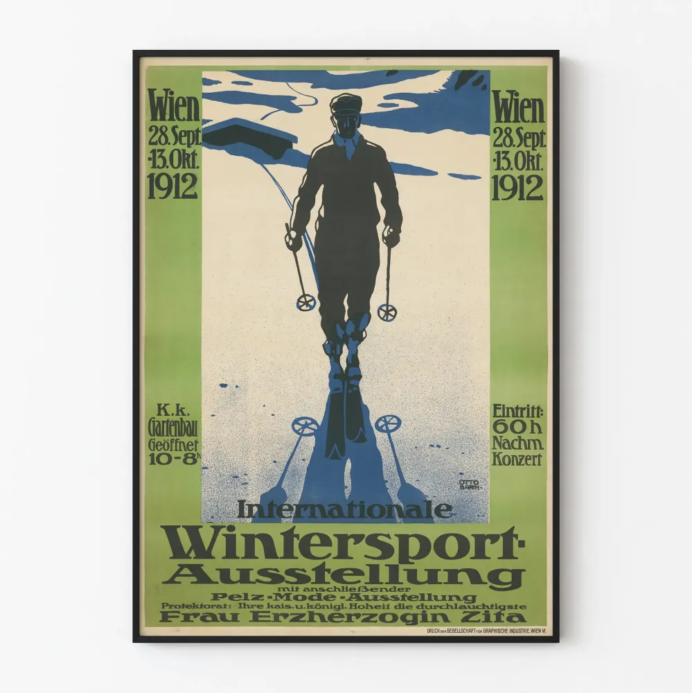 Plakat z wystawy międzynarodowej zimowych sportów w Wiedniu 1912