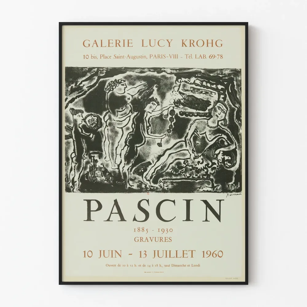 Plakat wystawy Pascin Rysunki w Galerii Lucy Krohg 1960