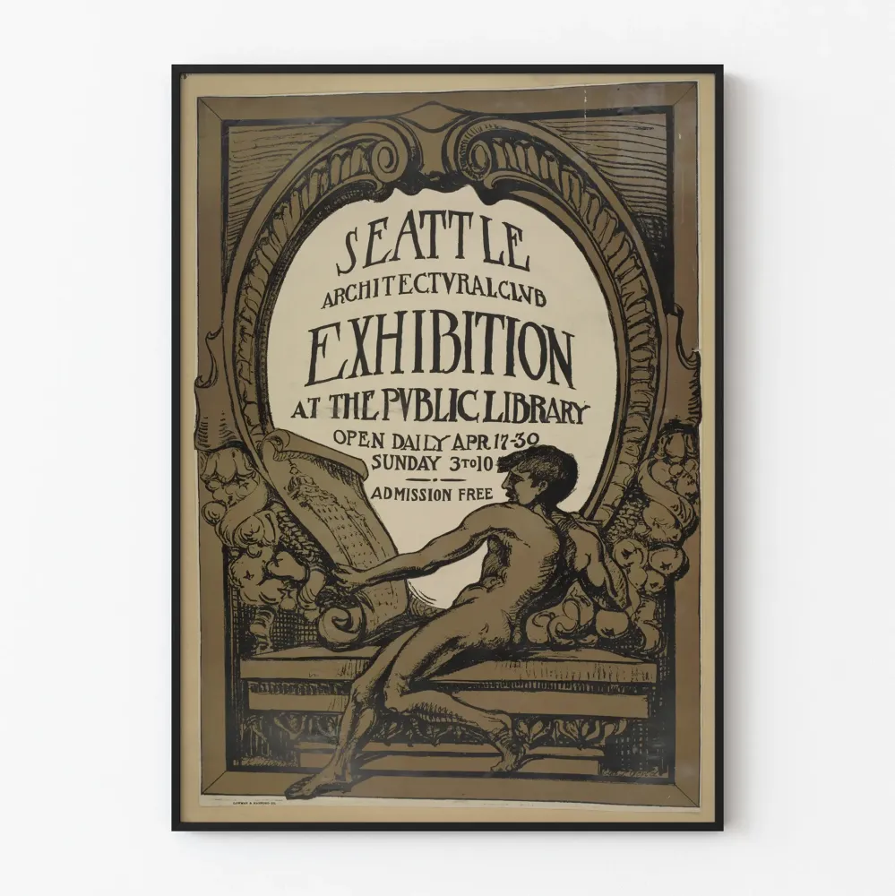 Plakat wystawy Seattle Architectural Club w bibliotece publicznej
