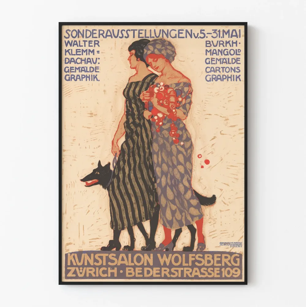 Plakat z wystawy sztuki vintage Kunstsalon Wolfsberg Zurych