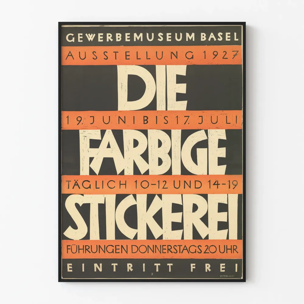 Plakat wystawy vintage Die Farbige Stickerei 1927