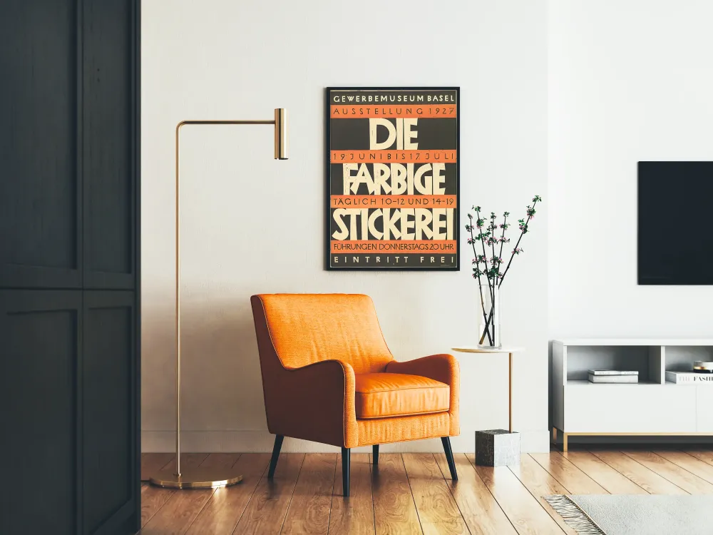 Plakat wystawy vintage Die Farbige Stickerei 1927