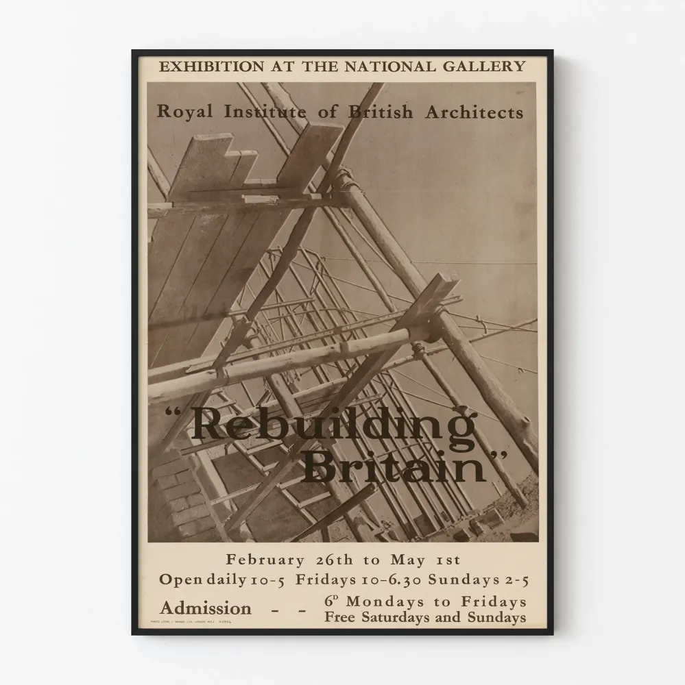 Plakat wystawy vintage Rebuilding Britain - Królewski Instytut Architektów Brytyjskich
