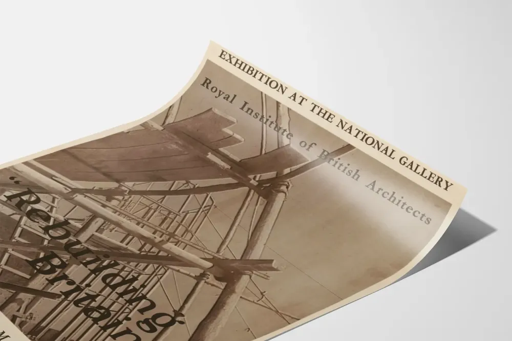 Plakat wystawy vintage Rebuilding Britain - Królewski Instytut Architektów Brytyjskich