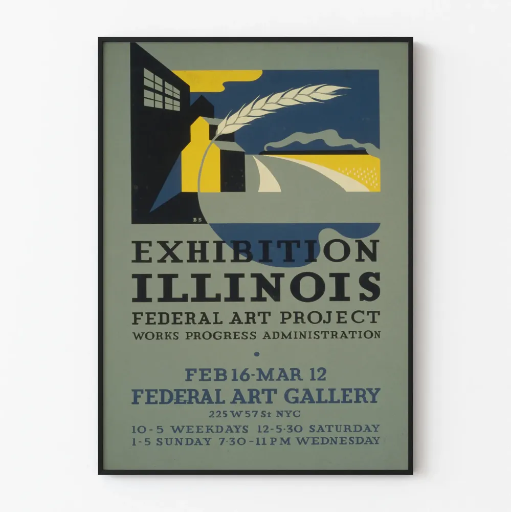 Plakat wystawy vintage wystawy sztuki federalnej Illinois