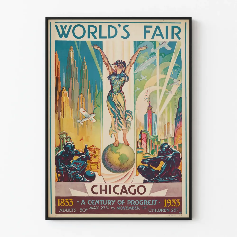 Plakat z wystawy światowej w Chicago 1933 – Retro dekoracja ścienna