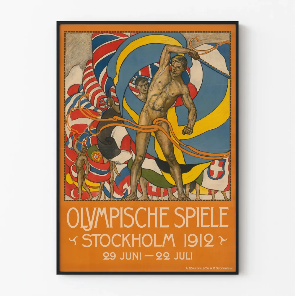 Plakat z wystawy Zimowych Igrzysk Olimpijskich w Sztokholmie 1912 - Dekoracja ścienna sportowa