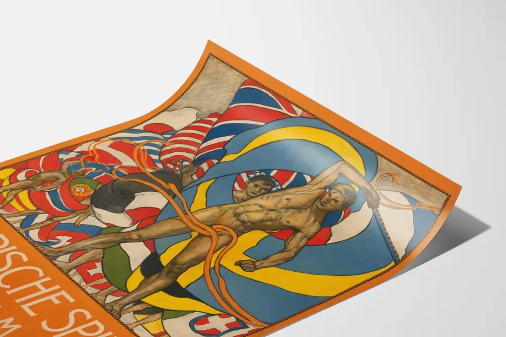 Plakat z wystawy Zimowych Igrzysk Olimpijskich w Sztokholmie 1912 - Dekoracja ścienna sportowa