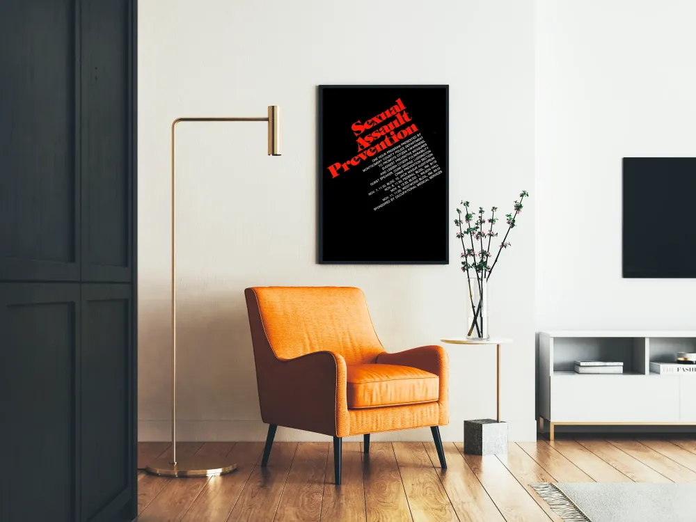 Plakat zapobiegający napaściom seksualnym - Projekt o wyrazistym designie