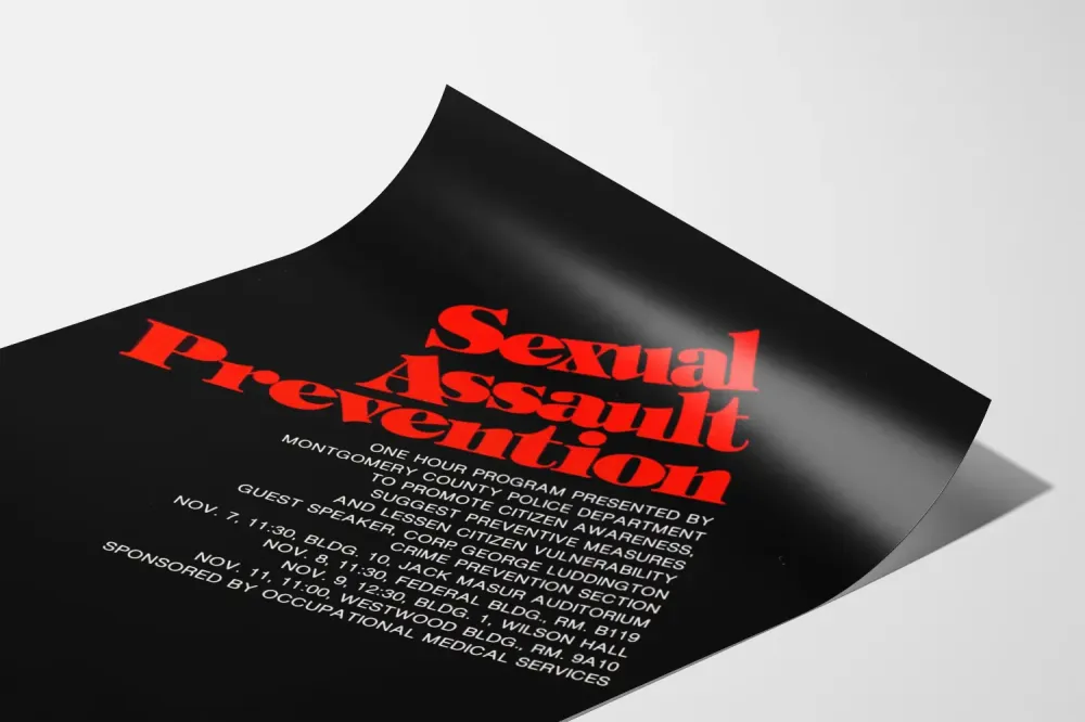 Plakat zapobiegający napaściom seksualnym - Projekt o wyrazistym designie