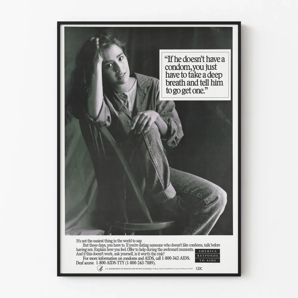 Plakat Zapobieganie AIDS: Znaczenie prezerwatywy i komunikacji