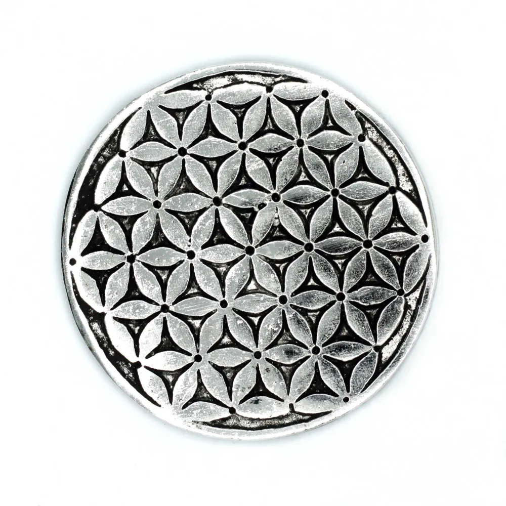 Podstawka na kadzidło Kwiat Życia Aluminium 11cm