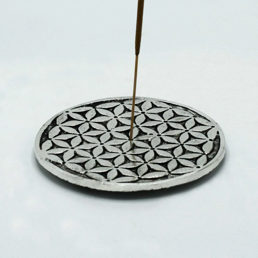Podstawka na kadzidło Kwiat Życia Aluminium 11cm