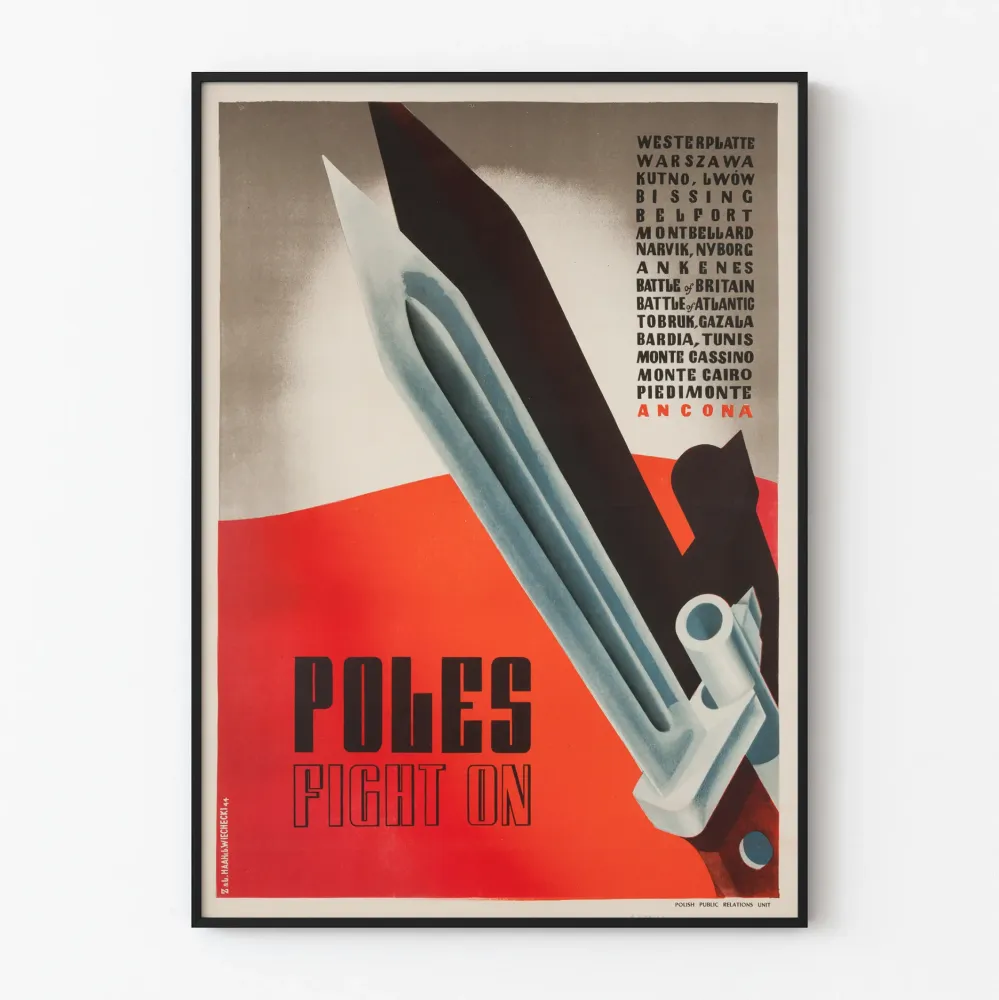 Polski plakat propagandowy "Polacy walczą dalej" do dekoracji ściennych