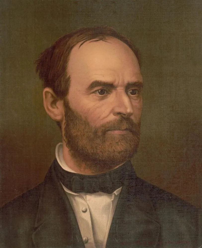 Portret w formie T przedstawiający Williama T. Shermana w profil - Strobridge Co Lith | Druk artystyczny