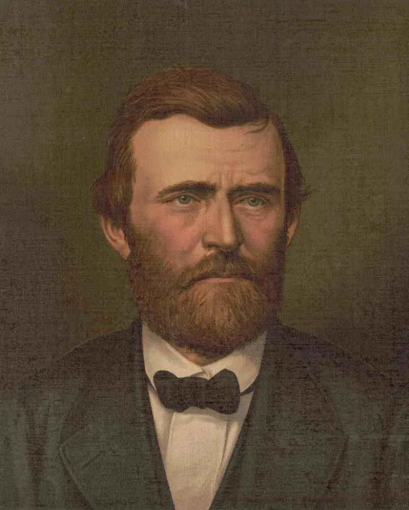 Portret w formie S Ulysses S. Grant w profilu, w garniturze - Strobridge Co Lith | Druk artystyczny