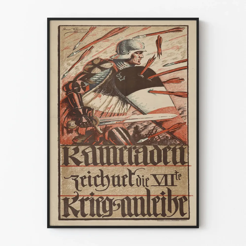 Propaganda militarna niemiecka z 1917 roku - Plakat historyczny dekoracyjny