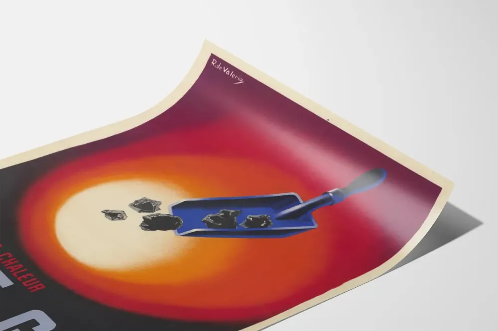 Reklamowy plakat vintage Coca-Cola z ekonomicznym gazem cieplnym