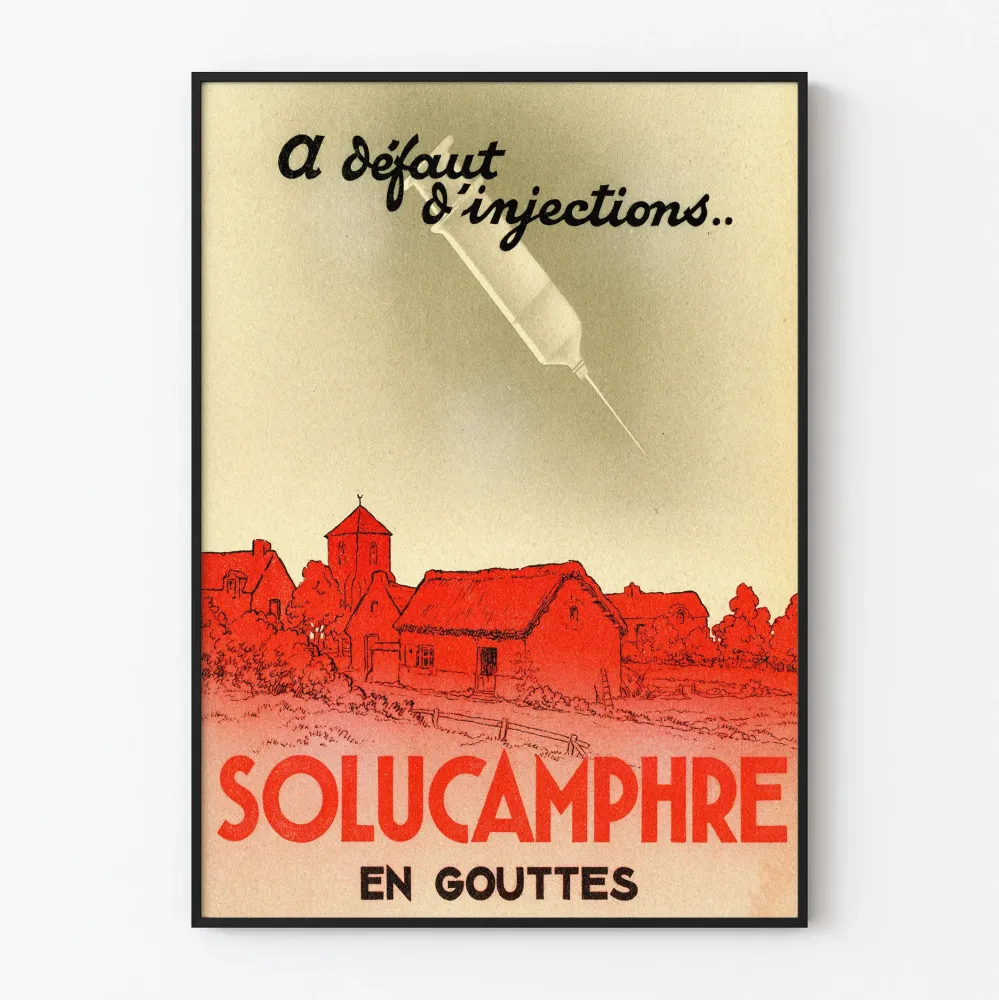 Reklamowy plakat vintage Solucamphre w kroplach