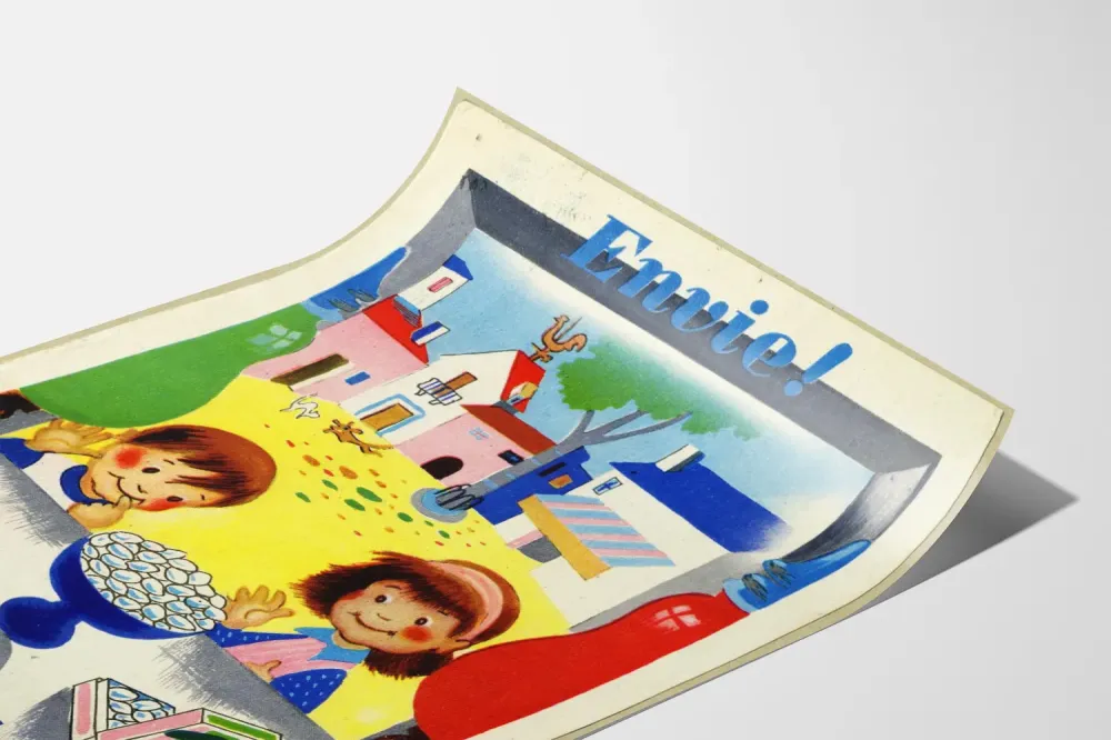 Reklamowy plakat vintage Ultracalcium z czekoladowymi drażami