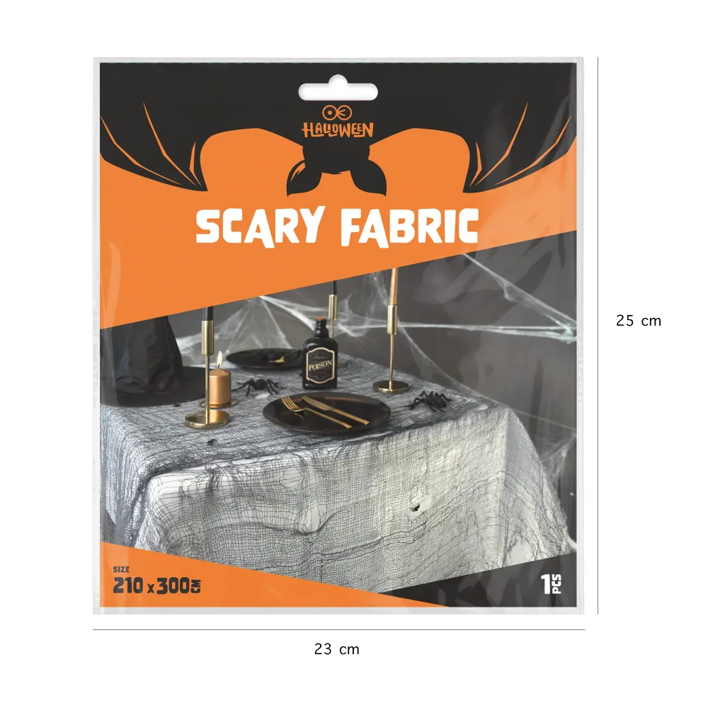 Siatka gaza dekoracja Halloween czarna 210x300cm
