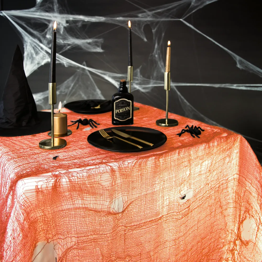 Siatka gaza dekoracja Halloween pomarańczowa 210x300cm