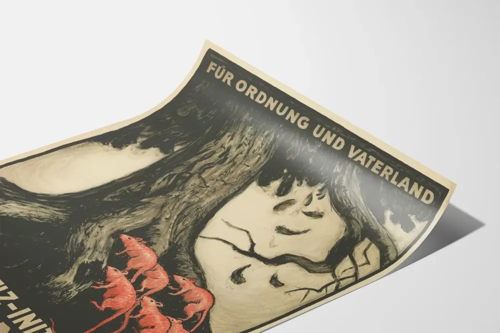 Stary plakat ścienny dla sprawiedliwości wojskowej - historyczna dekoracja