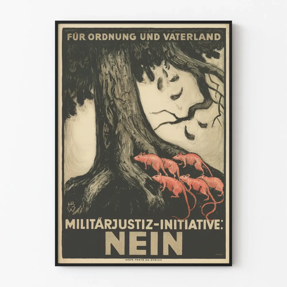 Stary plakat ścienny dla sprawiedliwości wojskowej - historyczna dekoracja
