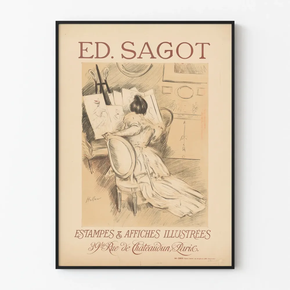 Stary plakat dekoracji ściennej Ed. Sagot, ryciny i ilustrowane plakaty